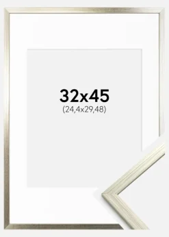 Ramme Edsbyn Sølv 32x45 cm - Passepartout Hvid 10x12 inches