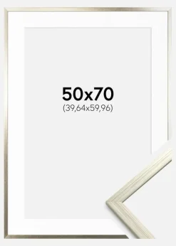 Ramme Edsbyn Sølv 50x70 cm - Passepartout Hvid 16x24 inches
