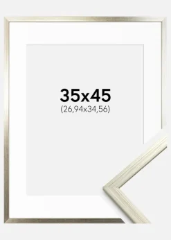 Ramme Edsbyn Sølv 35x45 cm - Passepartout Hvid 11x14 inches