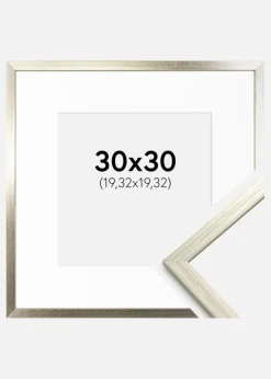 Ramme Edsbyn Sølv 30x30 cm - Passepartout Hvid 8x8 inches