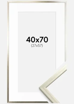 Ramme Edsbyn Sølv 40x70 cm - Passepartout Hvid 28x58 cm