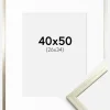 Ramme Edsbyn Sølv 40x50 cm - Passepartout Hvid 27x35 cm