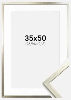 Ramme Edsbyn Sølv 35x50 cm - Passepartout Hvid 11x17 inches