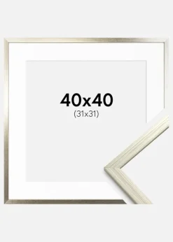 Ramme Edsbyn Sølv 40x40 cm - Passepartout Hvid 32x32 cm