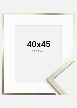 Ramme Edsbyn Sølv 40x45 cm - Passepartout Hvid 28x34 cm