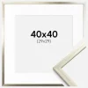 Ramme Edsbyn Sølv 40x40 cm - Passepartout Hvid 30x30 cm