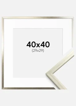 Ramme Edsbyn Sølv 40x40 cm - Passepartout Hvid 30x30 cm