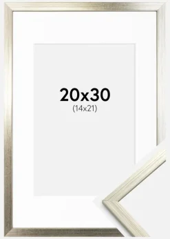 Ramme Edsbyn Sølv 20x30 cm - Passepartout Hvid 15x22 cm