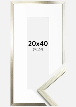 Ramme Edsbyn Sølv 20x40 cm - Passepartout Hvid 10x30 cm
