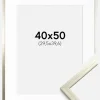 Ramme Edsbyn Sølv 40x50 cm - Passepartout Hvid 12x16 inches
