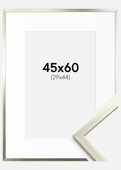 Ramme Edsbyn Sølv 45x60 cm - Passepartout Hvid 30x45 cm