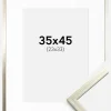 Ramme Edsbyn Sølv 35x45 cm - Passepartout Hvid 24x34 cm