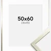 Ramme Edsbyn Sølv 50x60 cm - Passepartout Hvid 37x46 cm