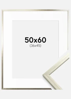 Ramme Edsbyn Sølv 50x60 cm - Passepartout Hvid 37x46 cm