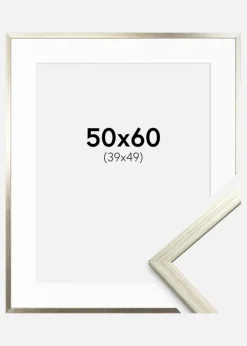 Ramme Edsbyn Sølv 50x60 cm - Passepartout Hvid 40x50 cm