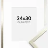 Ramme Edsbyn Sølv 24x30 cm - Passepartout Hvid 6x8 inches
