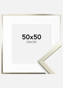 Ramme Edsbyn Sølv 50x50 cm - Passepartout Hvid 35x35 cm