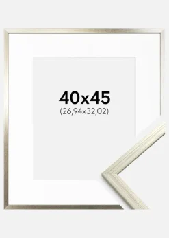 Ramme Edsbyn Sølv 40x45 cm - Passepartout Hvid 11x13 inches