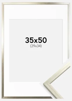 Ramme Edsbyn Sølv 35x50 cm - Passepartout Hvid 30x35 cm