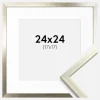 Ramme Edsbyn Sølv 24x24 cm - Passepartout Hvid 18x18 cm