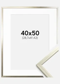 Ramme Edsbyn Sølv 40x50 cm - Passepartout Hvid 29,7x42 cm (A3)