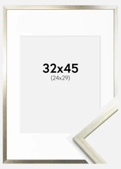 Ramme Edsbyn Sølv 32x45 cm - Passepartout Hvid 25x30 cm