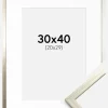 Ramme Edsbyn Sølv 30x40 cm - Passepartout Hvid 21x30 cm
