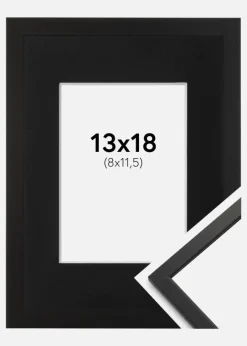 Ramme Edsbyn Sort 13x18 cm - Passepartout Sort 9x12 cm