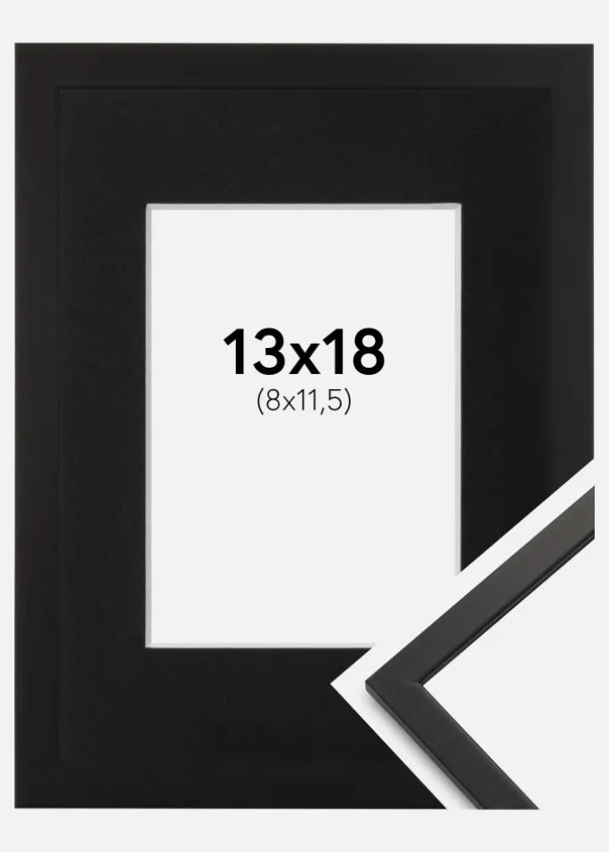 Ramme Edsbyn Sort 13x18 cm - Passepartout Sort 9x12 cm