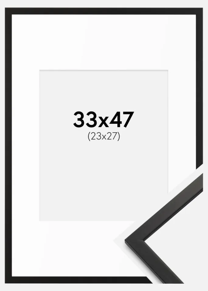 Ramme Edsbyn Sort 33x47 cm - Passepartout Hvid 24x28 cm