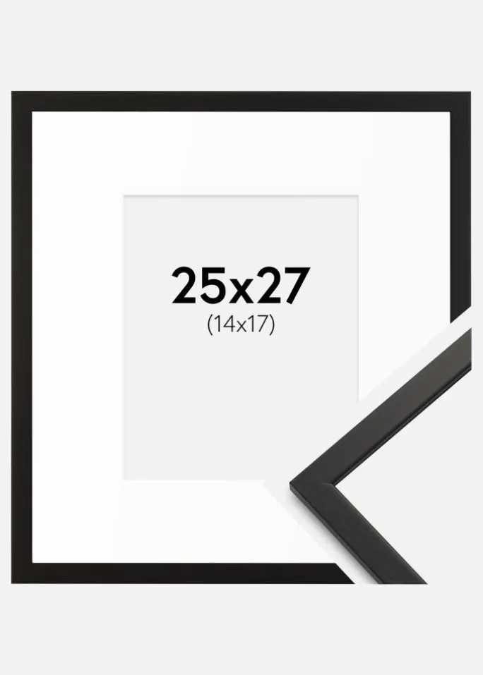 Ramme Edsbyn Sort 25x27 cm - Passepartout Hvid 15x18 cm