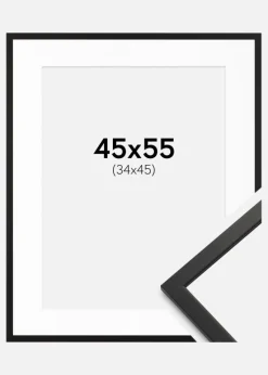 Ramme Edsbyn Sort 45x55 cm - Passepartout Hvid 35x46 cm
