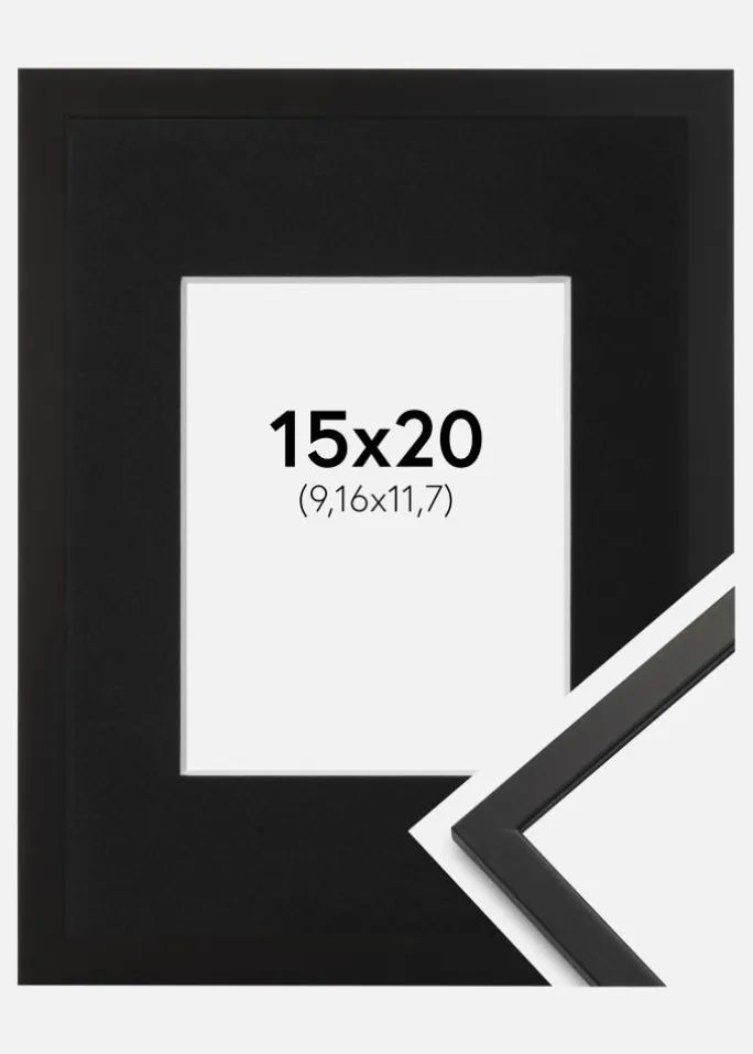 Ramme Edsbyn Sort 15x20 cm - Passepartout Sort 4x5 inches