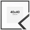 Ramme Edsbyn Sort 40x40 cm - Passepartout Hvid 25x25 cm