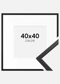 Ramme Edsbyn Sort 40x40 cm - Passepartout Hvid 25x25 cm