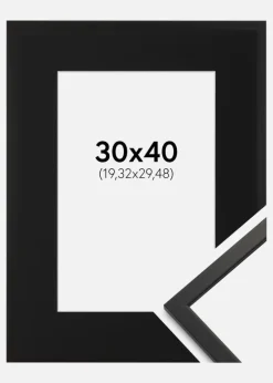 Ramme Edsbyn Sort 30x40 cm - Passepartout Sort 8x12 inches