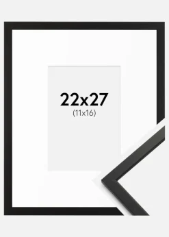 Ramme Edsbyn Sort 22x27 cm - Passepartout Hvid 12x17 cm