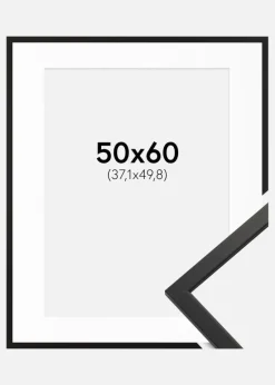 Ramme Edsbyn Sort 50x60 cm - Passepartout Hvid 15x20 inches