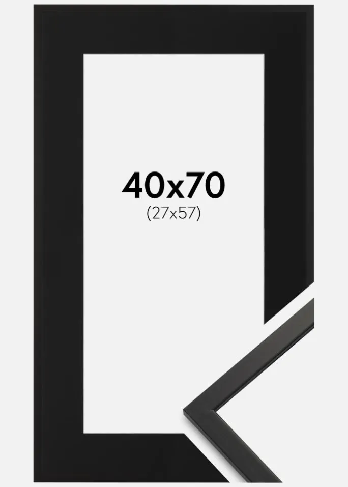Ramme Edsbyn Sort 40x70 cm - Passepartout Sort 28x58 cm