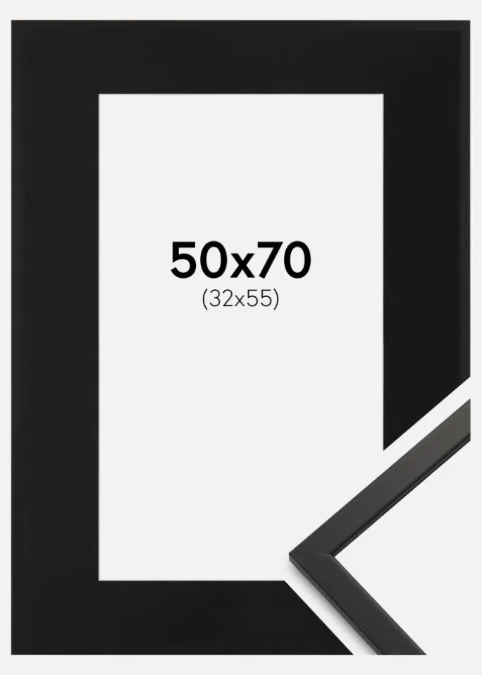 Ramme Edsbyn Sort 50x70 cm - Passepartout Sort 33x56 cm
