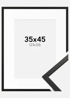 Ramme Edsbyn Sort 35x45 cm - Passepartout Hvid 24x34 cm