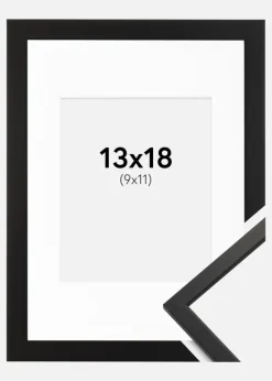 Ramme Edsbyn Sort 13x18 cm - Passepartout Hvid 10x12 cm