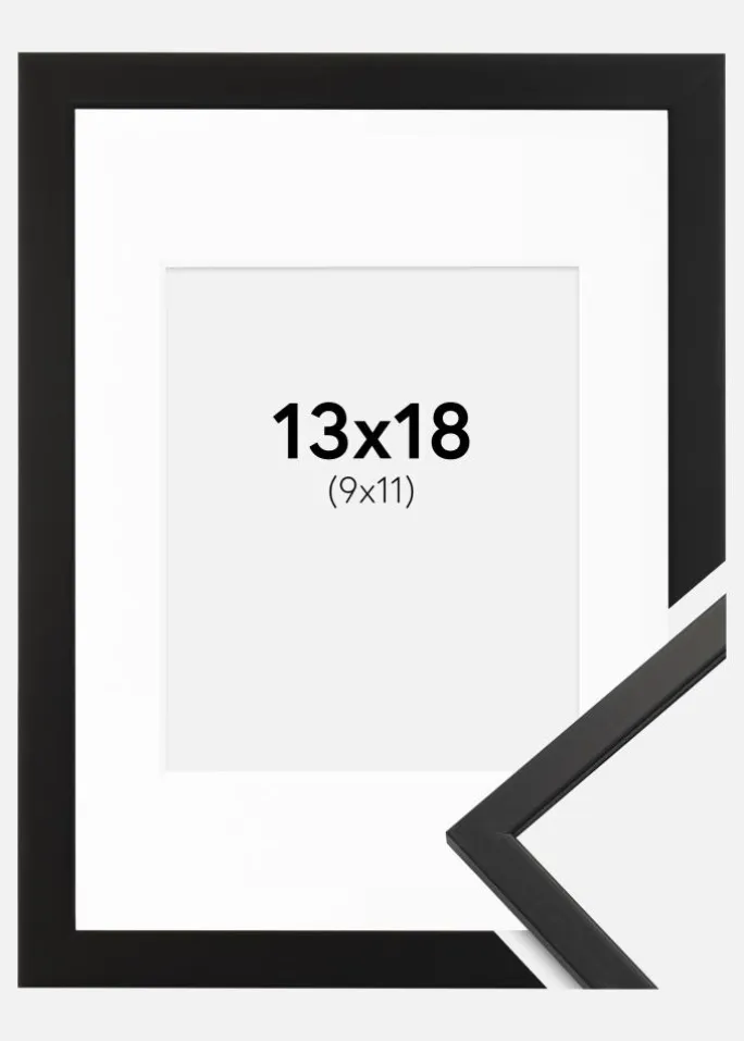 Ramme Edsbyn Sort 13x18 cm - Passepartout Hvid 10x12 cm