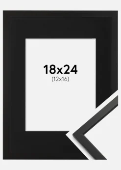 Ramme Edsbyn Sort 18x24 cm - Passepartout Sort 13x17 cm