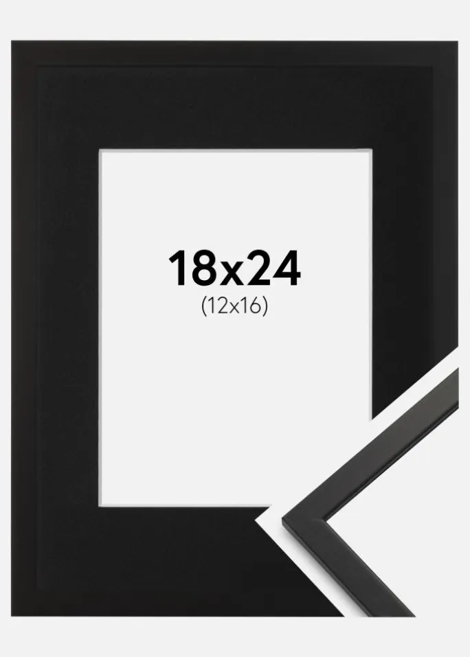 Ramme Edsbyn Sort 18x24 cm - Passepartout Sort 13x17 cm