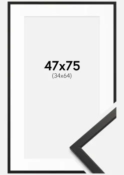 Ramme Edsbyn Sort 47x75 cm - Passepartout Hvid 35x65 cm