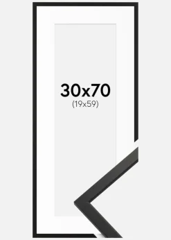 Ramme Edsbyn Sort 30x70 cm - Passepartout Hvid 20x60 cm