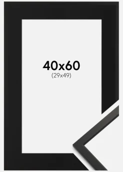 Ramme Edsbyn Sort 40x60 cm - Passepartout Sort 30x50 cm