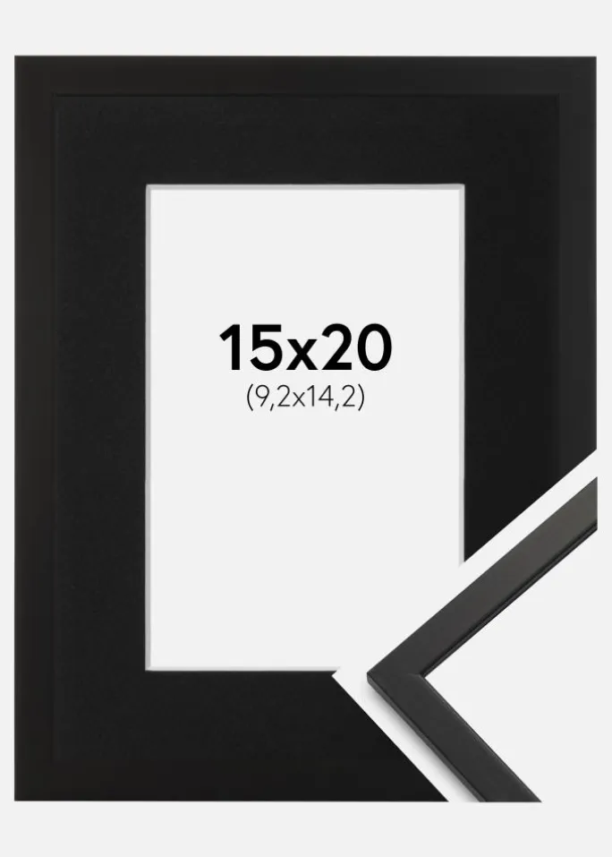 Ramme Edsbyn Sort 15x20 cm - Passepartout Sort 4x6 inches