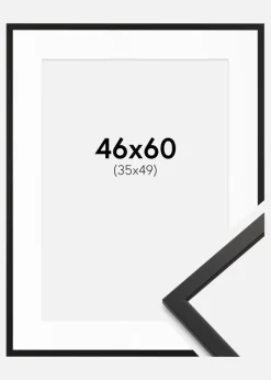Ramme Edsbyn Sort 46x60 cm - Passepartout Hvid 36x50 cm